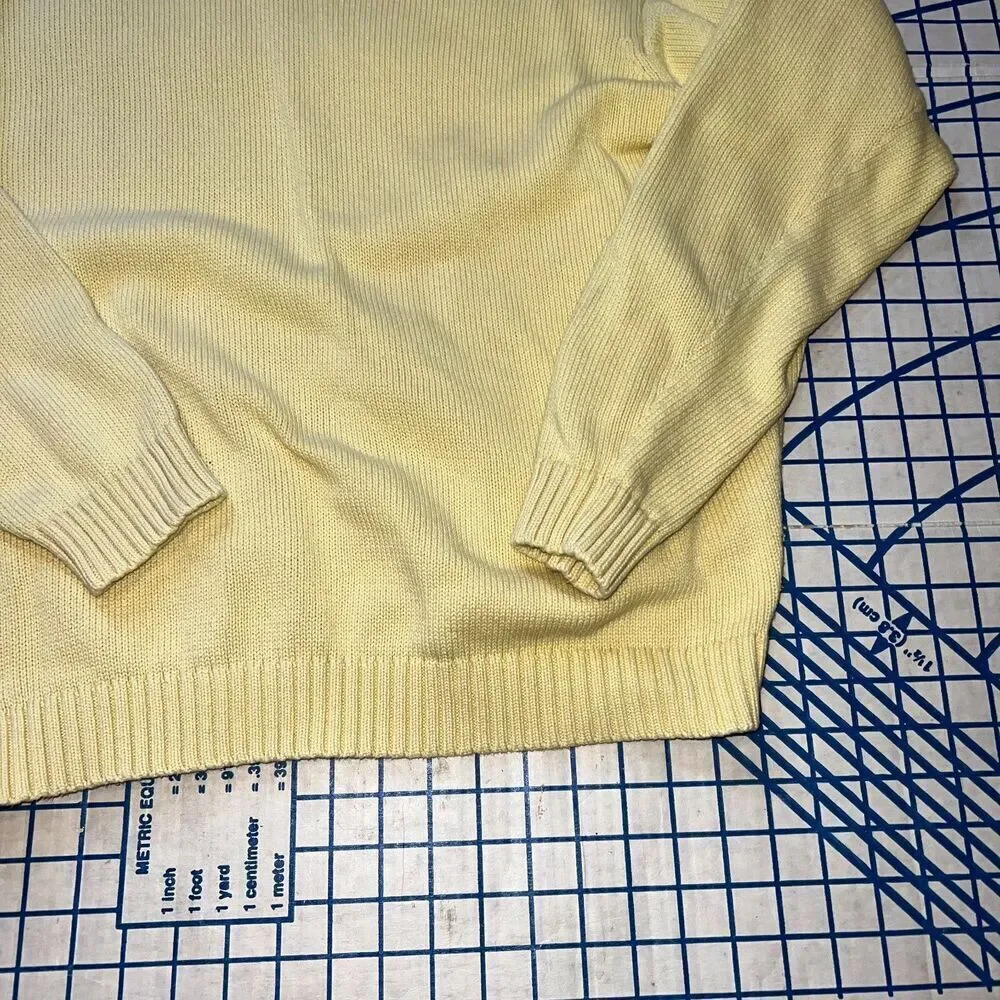 Vtg L.L Bean Sweater Men's Size L-REG Yellow Knitted Pullover Sweater